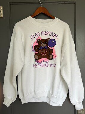 1993 Spokane Lilac Festival Sweatshirt Adult Large L Teddy Bear Vintage Hanes